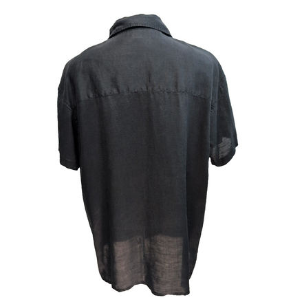 Chemise GB Collection XL 100% Lin Noire Manches Courtes Poche
