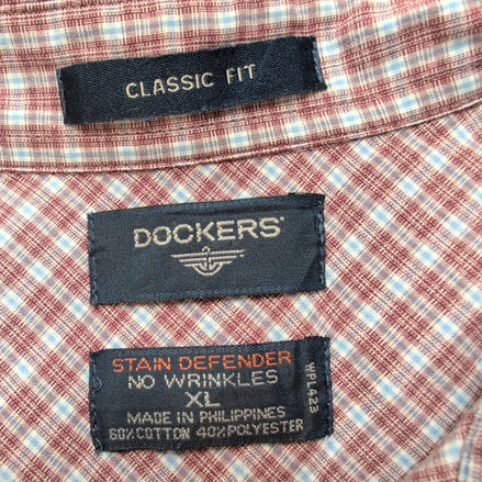 Chemise Dockers bordeaux carreaux manches longues 1 poche XL