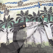 Chemise Hawaïenne Vert Pâle Palmiers Noir Coton XXL Boutons Bois