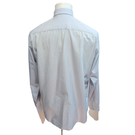 Chemise BURBERRY L Bleu Clair Logo Brodé 2 Boutons Polyester Coton manches long