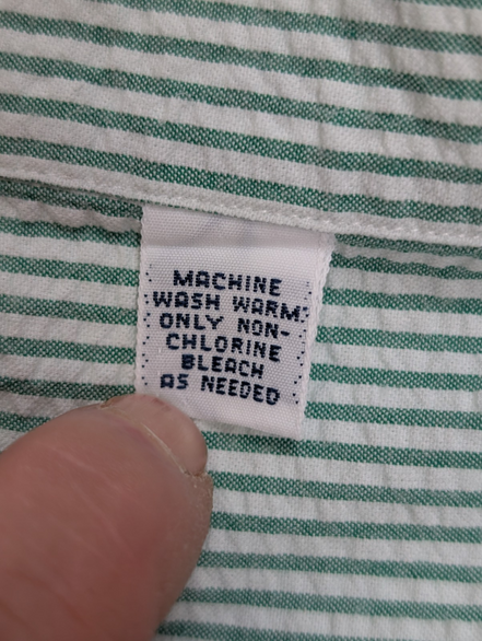 Chemise Polo Ralph Lauren Shirt XXL Blake Vert Rayé Gaufré Manches Courtes BD