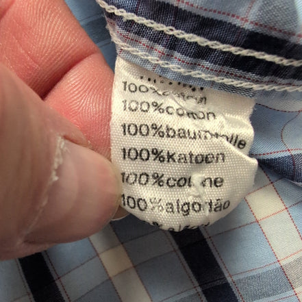 Chemise Lacoste Bleue À Carreaux Taille 42 L Manches Longues