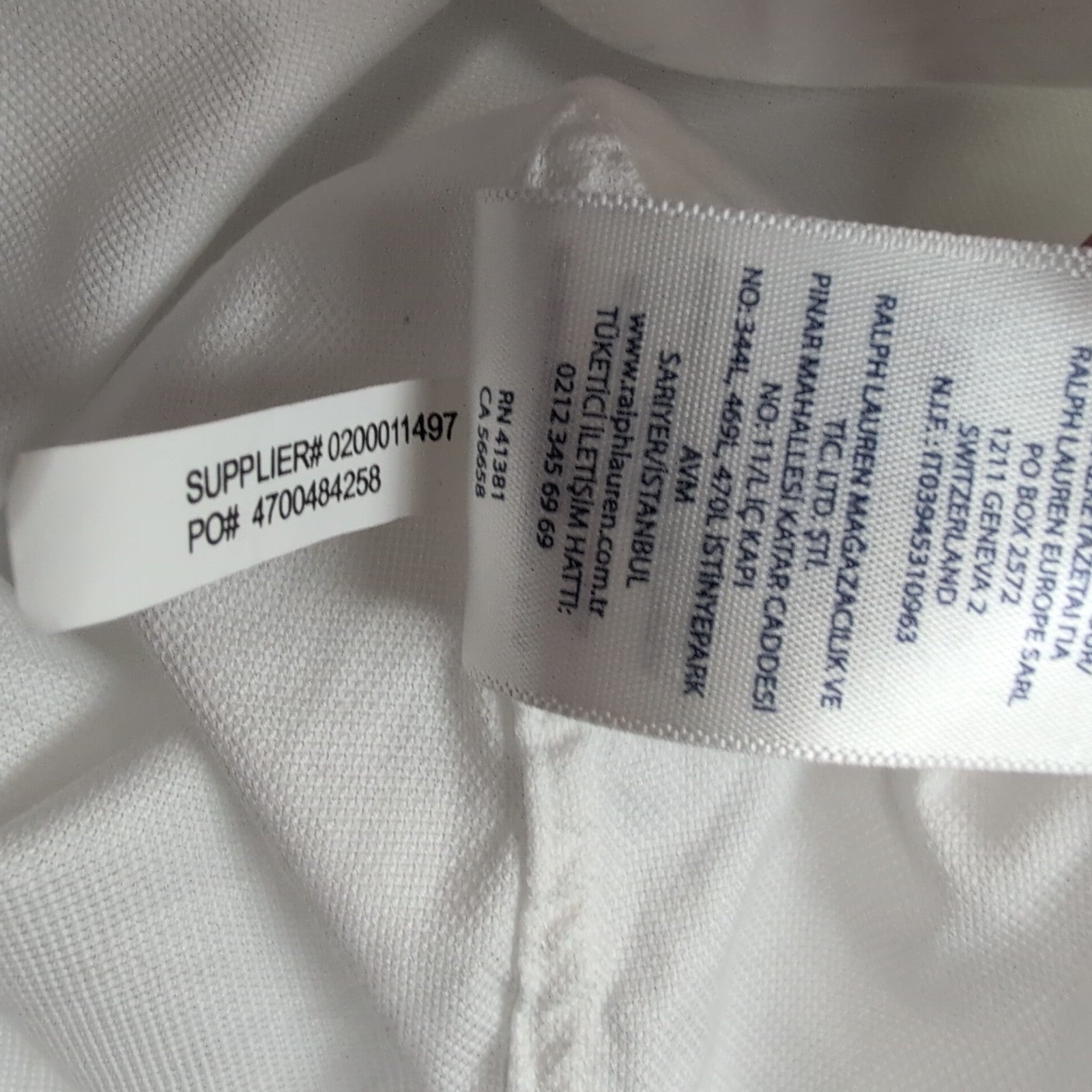 Chemise Ralph Lauren L Blanche Coton Piqué Logo Blanc Brodé Manches Longues