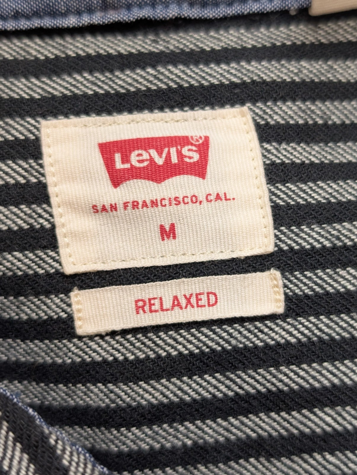 Chemise LEVI'S Relaxed Flanelle Épaisse Rayures Noir & Gris Manches Longues T.M