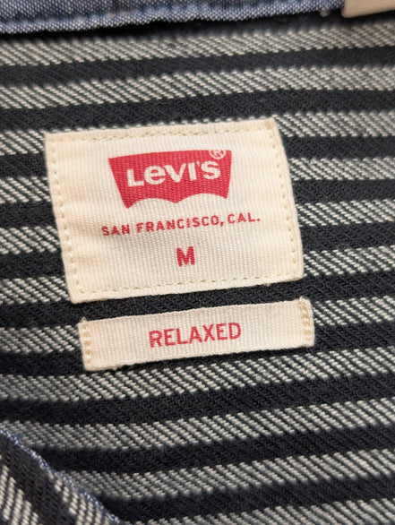 Chemise LEVI'S Relaxed Flanelle Épaisse Rayures Noir & Gris Manches Longues T.M