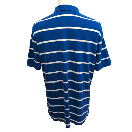 Polo Ralph Lauren Homme L Bleu Rayures Blanches Logo Blanc Polo Manches Courtes