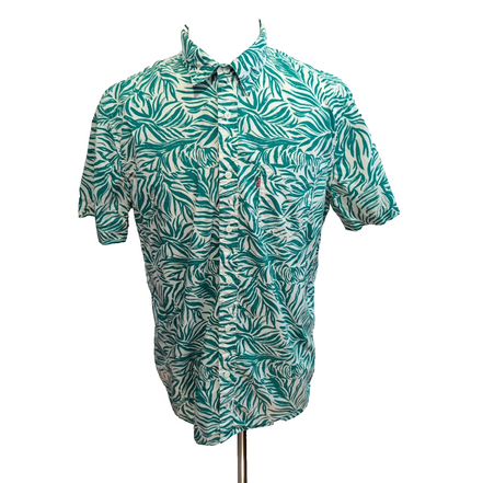 Chemise Levis Hawaïenne L Vert Blanc Feuillage Manches Courtes