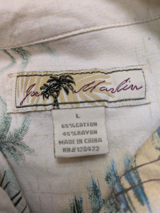 Chemise Hawaïenne Joe Marlin Coton & Rayon Blanc Cassé - Taille L