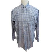 Chemise Ralph Lauren Yarmouth ML Bleu Carreaux Noir Vintage Coton
