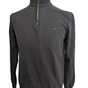 Pull Tommy Hilfiger Homme Col Zippé Noir Profond - Taille M