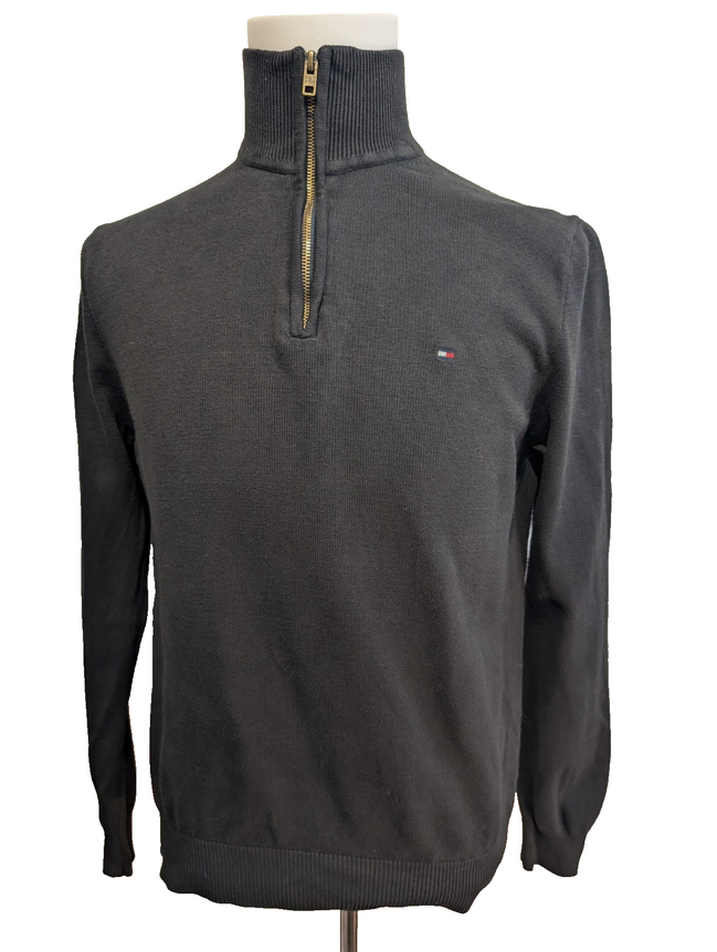 Pull Tommy Hilfiger Homme Col Zippé Noir Profond - Taille M