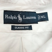 Chemise Ralph Lauren Classic Fit XL Blanc Uni Logo Bleu Marine manches longues