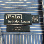Chemise Polo Ralph Lauren Regent L Bleue Rayures Sans Logo Manches Longues