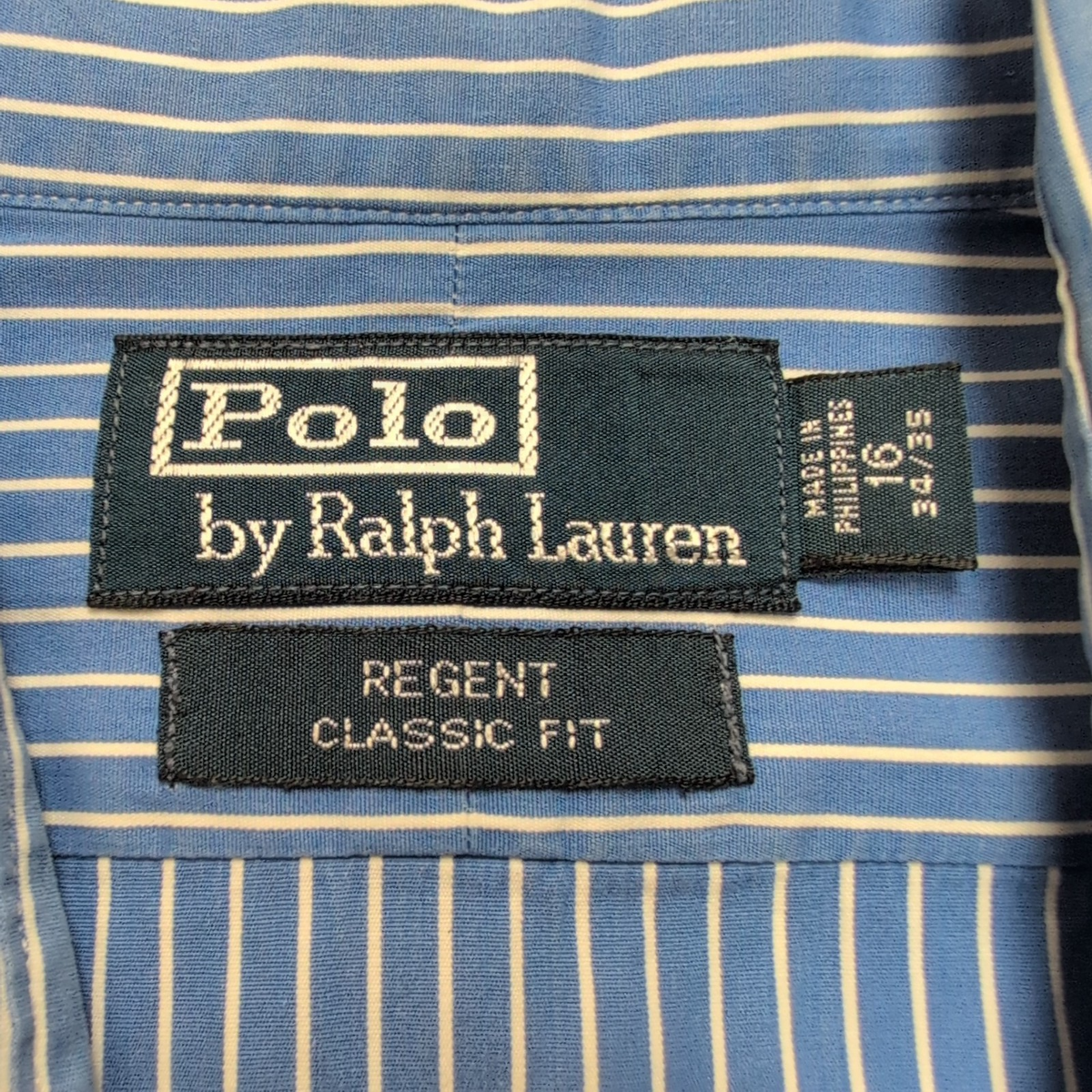 Chemise Polo Ralph Lauren Regent L Bleue Rayures Sans Logo Manches Longues