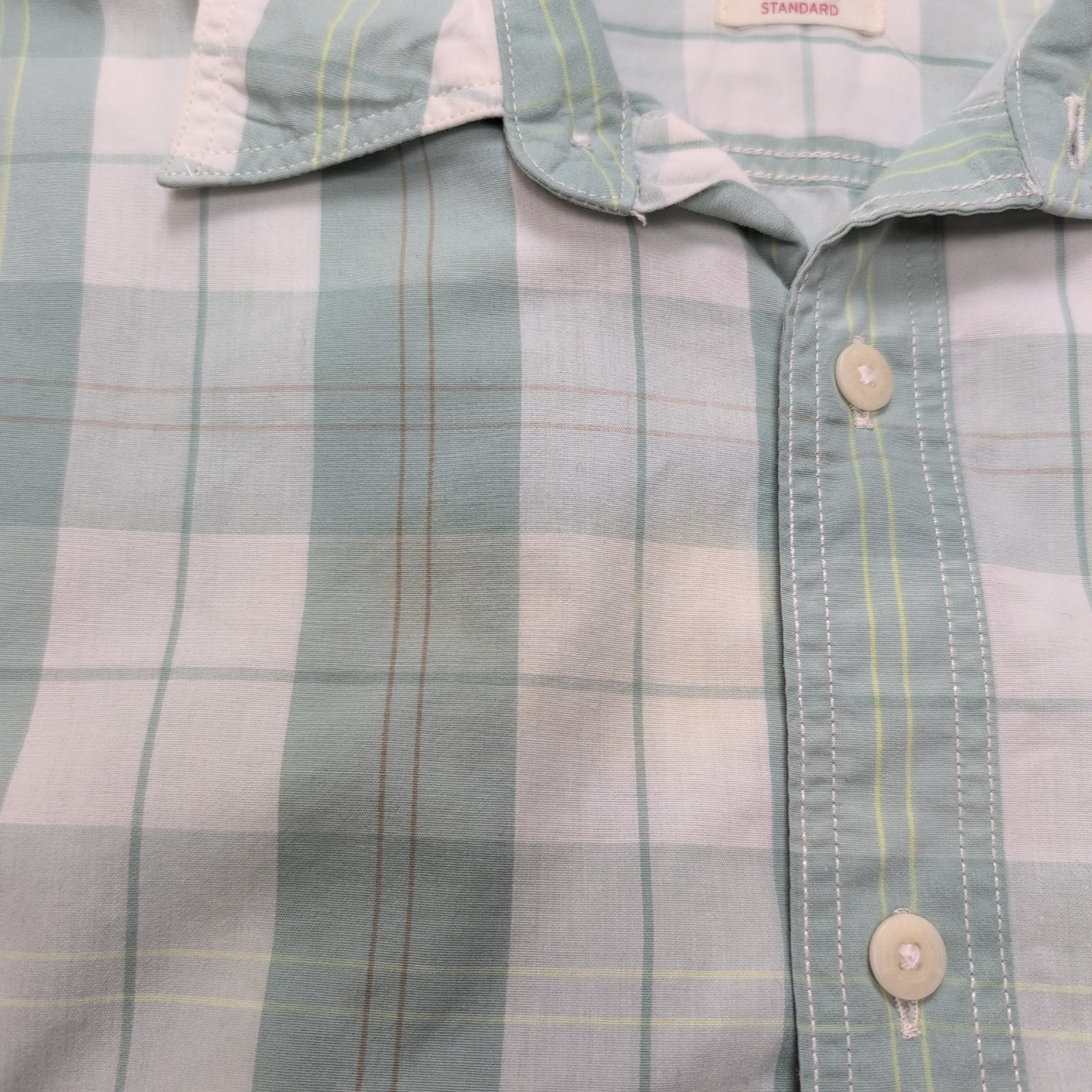 Chemise LEVI'S Homme XL Vert Pâle à Carreaux Manches Courtes Poche