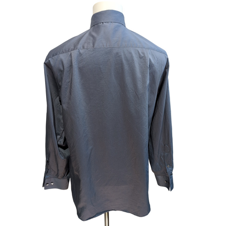 Chemise Van Heusen M L gris foncé rayures gaufrées manches longues coton