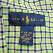 Chemise Ralph Lauren Enfant XL 18-20 Vert Bleu Carreaux Shirt Button Down