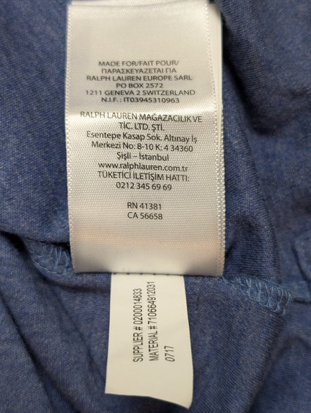 Polo manches courtes Polo Ralph Lauren XL bleu chiné logo orange Pima Soft Touch