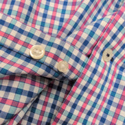 Chemise Nautica Classic Fit M carreaux rouge bleu logo bleu coton manches longue