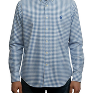 Chemise Ralph Lauren bleu ciel petits carreaux taille XL #2511