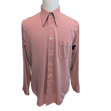 Chemise Forum Vintage Années 70 M Rouge Chiné Col Pointe Stretch Poche