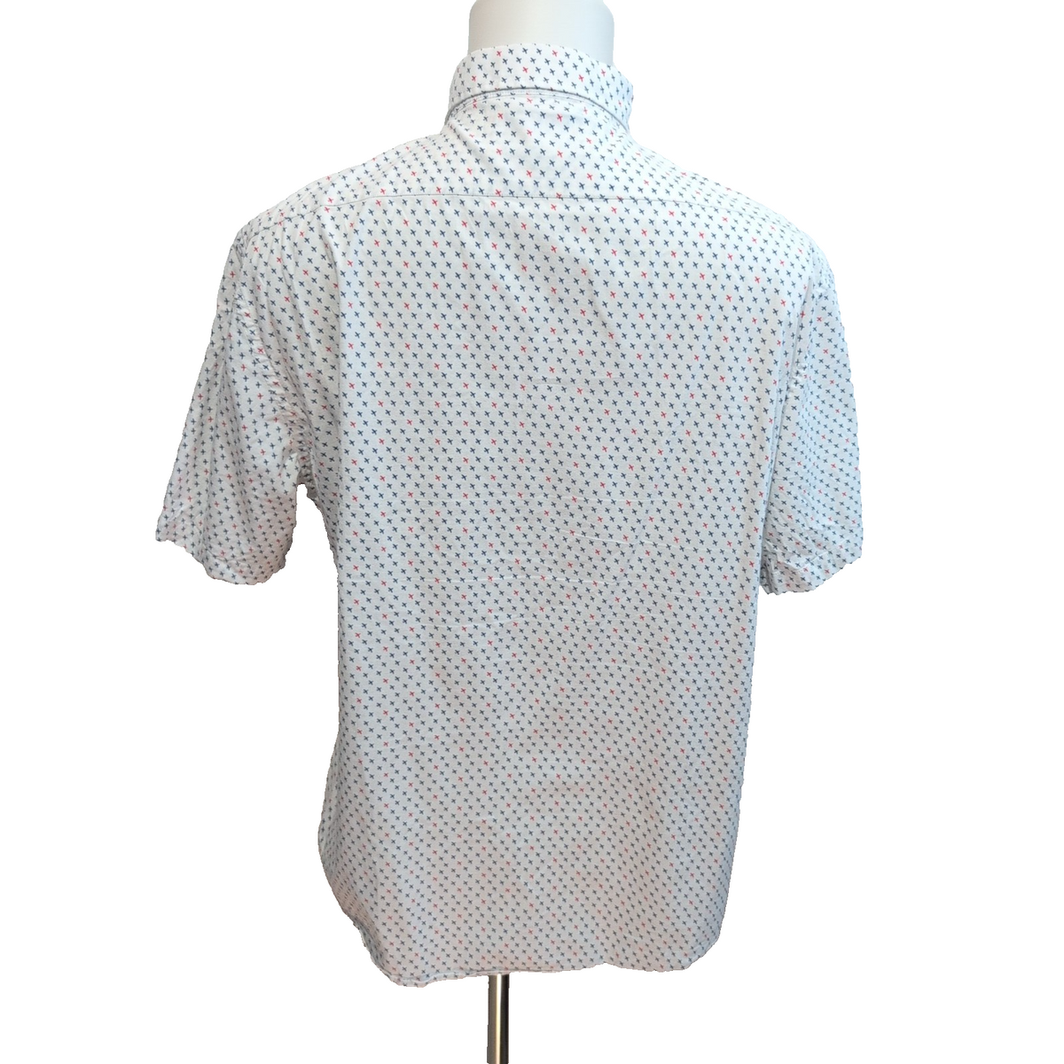 Chemise Nicole Miller XL blanche avions coton stretch manches courtes