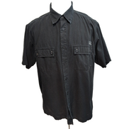 Chemise Dickies XL Noir Rayures Gaufrées 2 Poches Manches Courtes