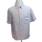 Chemise Brandini XL 100% Lin Violet Clair Manches Courtes Poche