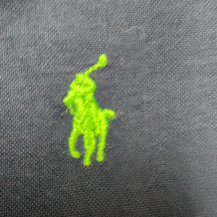 Chemise Polo Ralph Lauren Taille M Slim Fit Bleu Marine Logo Vert Fluo