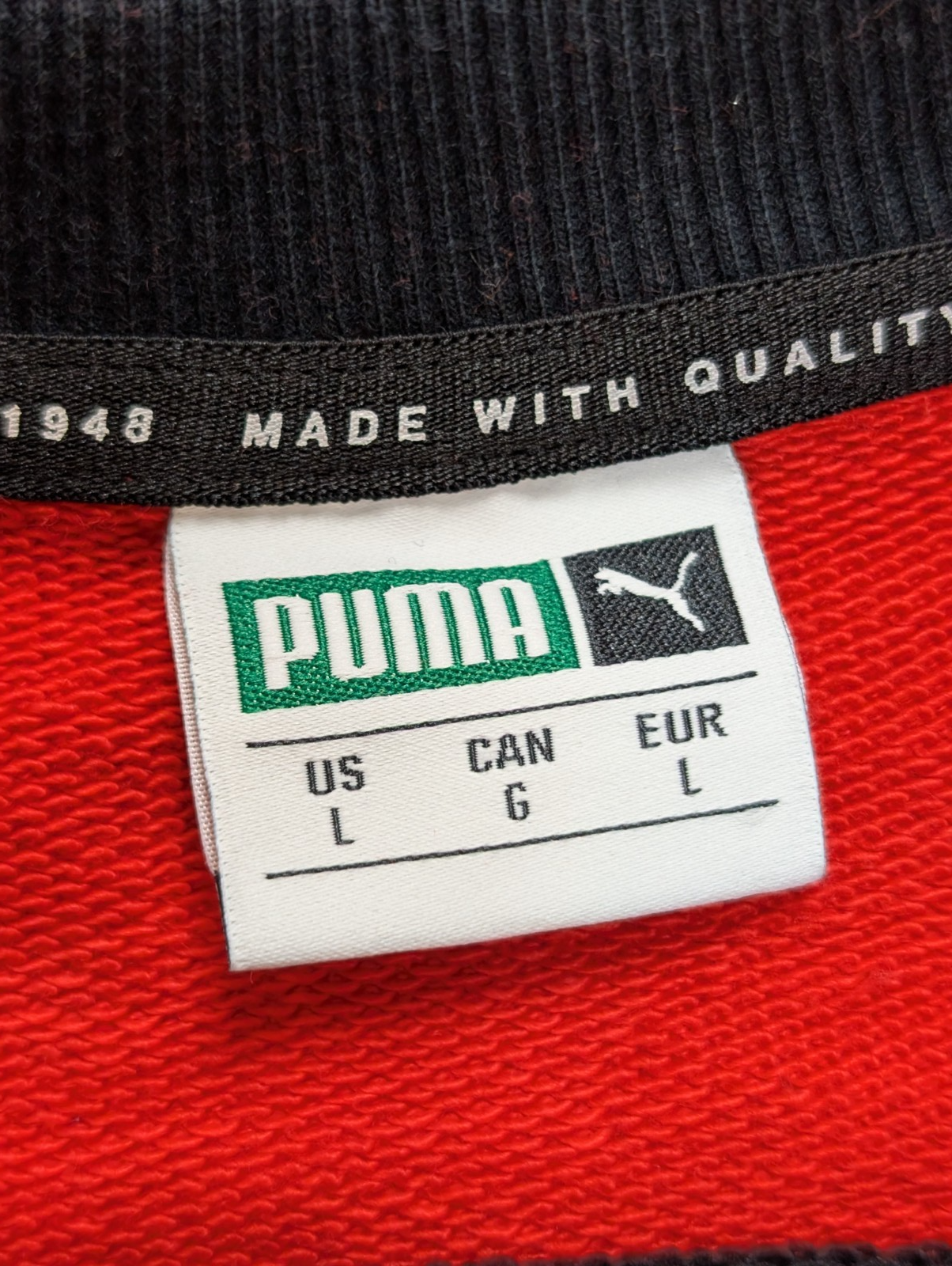 Sweat PUMA Homme L Rouge Noir Blanc Col Rond Sport Logo Vintage