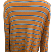 Pull Polo Ralph Lauren Col Rond Rayé Orange & Bleu 100% Coton Pima - Taille XXL