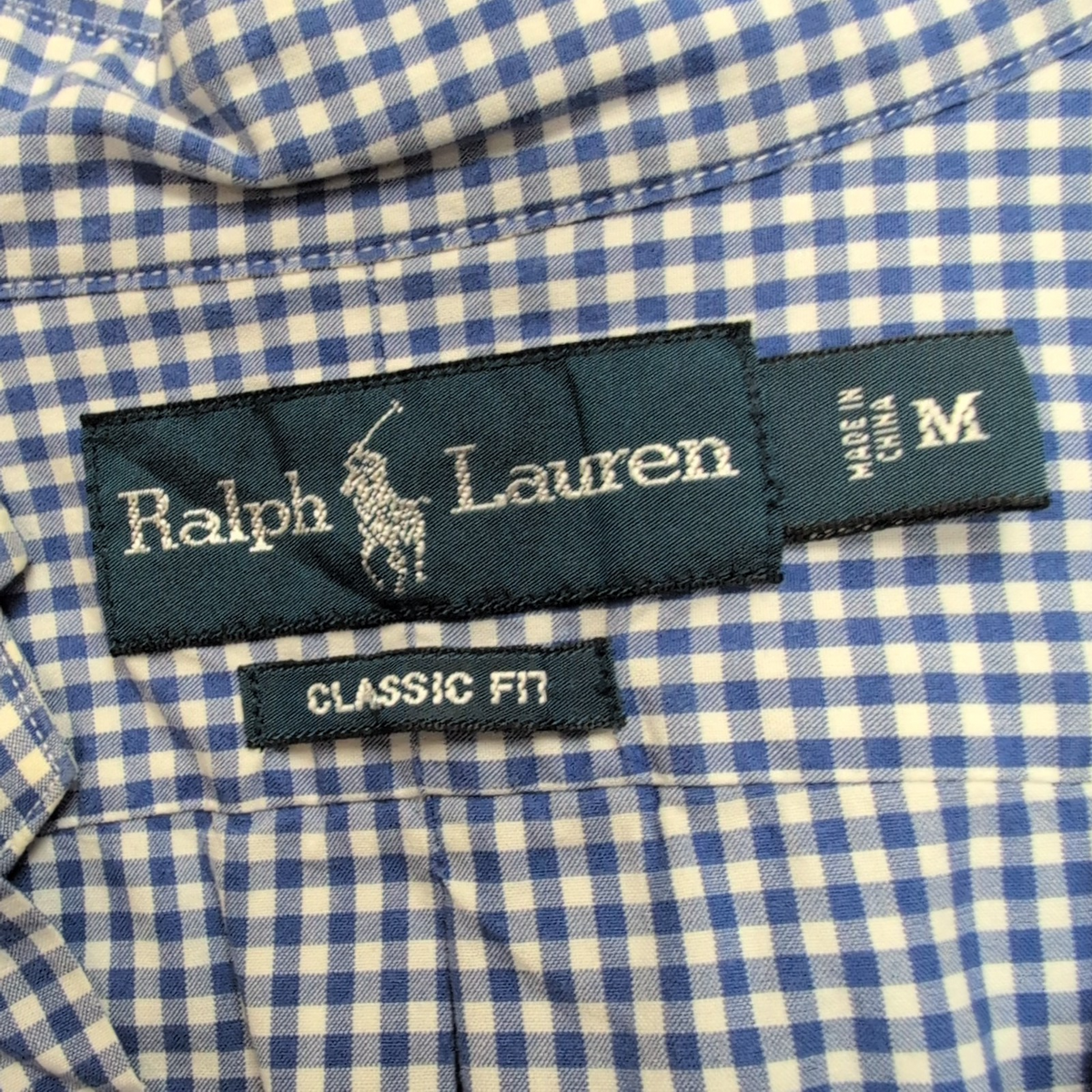 Chemise Ralph Lauren M Bleue Carreaux Classic Fit Shirt Button Down Logo Jaune