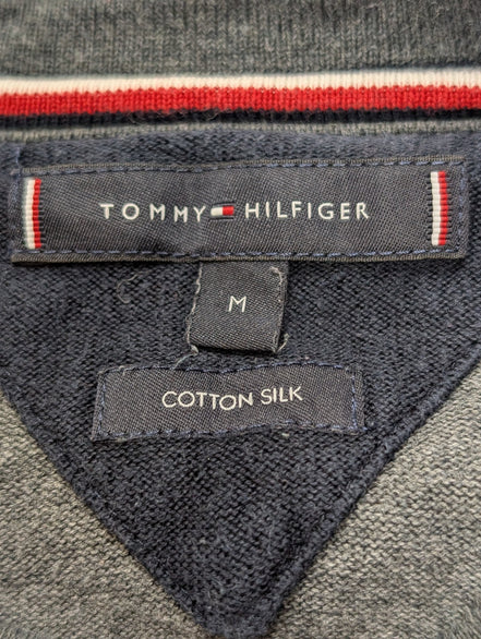 Pull Tommy Hilfiger Gris Chiné - Mélange Soie & Coton - Taille M