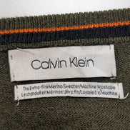 Pull CALVIN KLEIN Col V 100% Laine Mérinos Extra Fine Kaki Homme XL/XXL