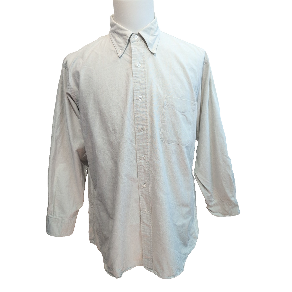 Chemise Lands' End XL Regular Oxford Gris 100% Coton Made in Hong Kong