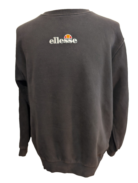 Sweat ELLESSE Vintage Homme M Marron et Crème Logo Brodé Bicolore Rare