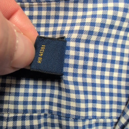 Chemise Ralph Lauren Homme M Bleu Petits Carreaux Logo Rouge Vintage