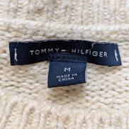 Pull Tommy Hilfiger Femme Blanc Crème Torsadé Épais Taille M Col Rond