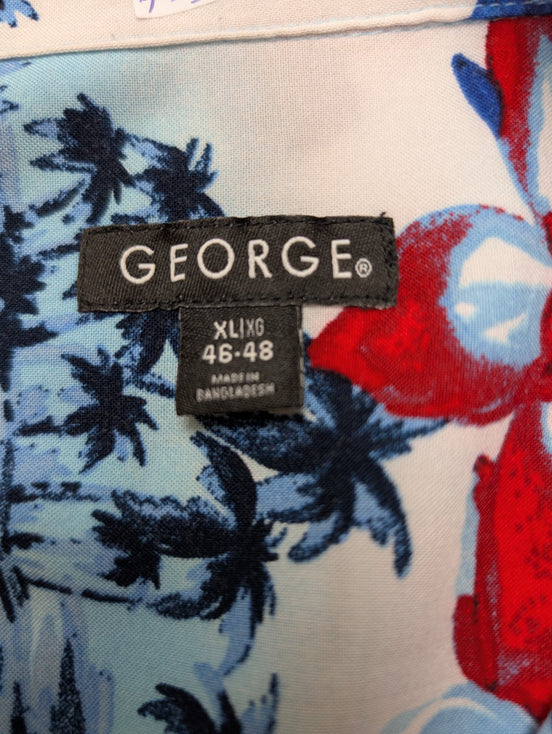 Chemise Hawaïenne George 100% Rayonne - Motif Fleuri & Palmiers - XL
