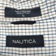 Chemise Nautica bleue à carreaux manches longues 1 poche L