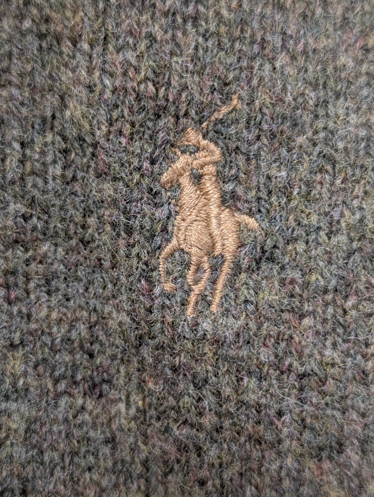 Pull POLO RALPH LAUREN 100% Laine Kaki Logo Marron Taille XL Excellent État