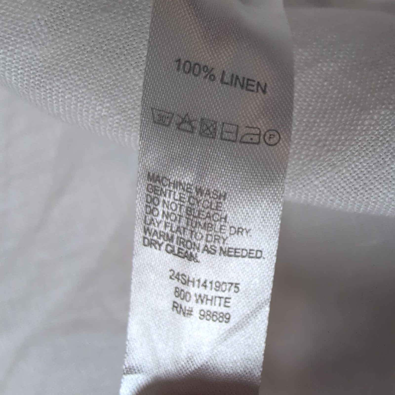 Chemise Todd Snyder XS Blanc 100% Irish Linen Baird McNutt NY manches longues
