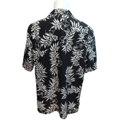 Chemise hawaïenne Island Republic taille L noir fleurs feuillage Manches courtes