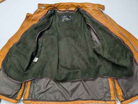 Veste Lesco Leathers café racer cuir épais marron clair taille 40 (M) #3c