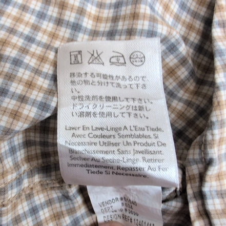 Chemise Eddie Bauer crème à carreaux 2 poches boutons à pression taille L #216e