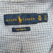 Chemise Ralph Lauren Custom Fit L Bleu Carreaux Logo Bleu manches longues