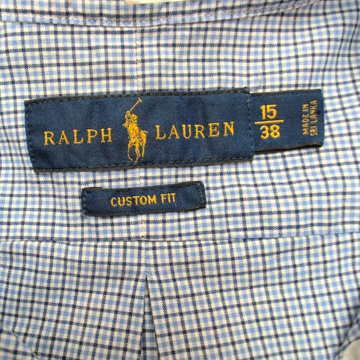 Chemise Ralph Lauren Custom Fit L Bleu Carreaux Logo Bleu manches longues