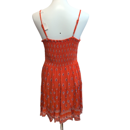 Robe d'Été Femme S Fine Bretelle Viscose Orange Bohème