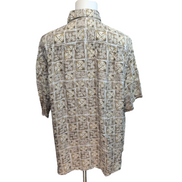 Chemise hawaïenne Roundtree & Yorke taille 2XL beige motif géométrique
