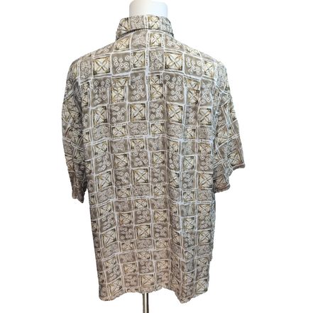Chemise hawaïenne Roundtree & Yorke taille 2XL beige motif géométrique